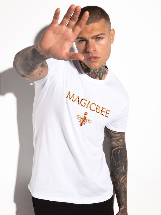 Magic Bee Ανδρικό T-shirt Κοντομάνικο Λευκό
