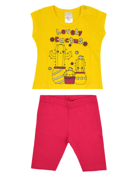 Kinder-Set mit Shorts Sommer 2Stück Gelb Lovely Cactus