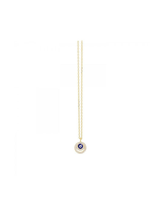 Prince Silvero Necklace Double Eye from Gold Plated Silver with Zircon