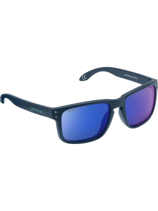 CressiSub Blaze Men's Sunglasses with Blue Plastic Frame and Polarized Lens XDB100310