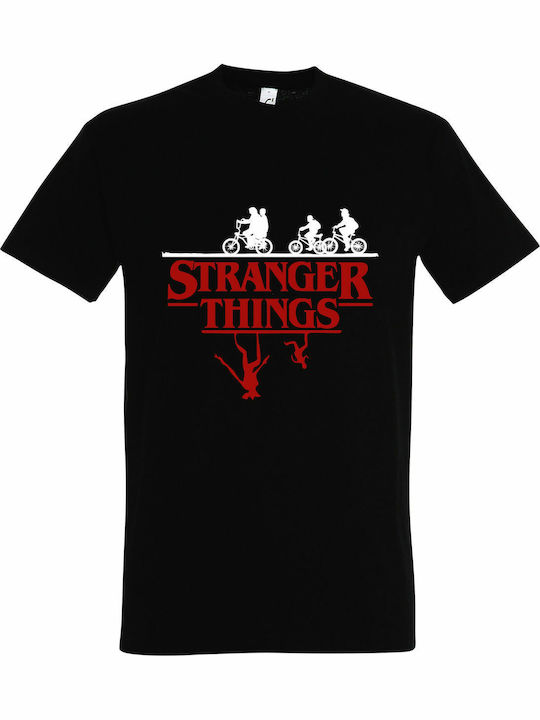 Stranger Things, Upside Down T-shirt Stranger Things Μαύρο Βαμβακερό