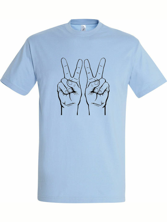 Peace Tricou Albastru deschis Bumbac