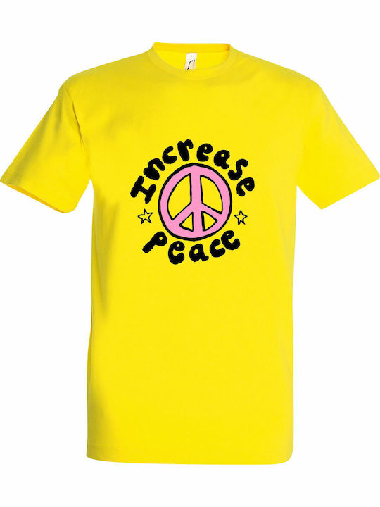 Peace Tricou Galben Bumbac