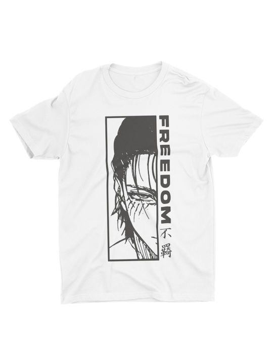 Eren FREEDOM Tricou Atac pe Titan Alb