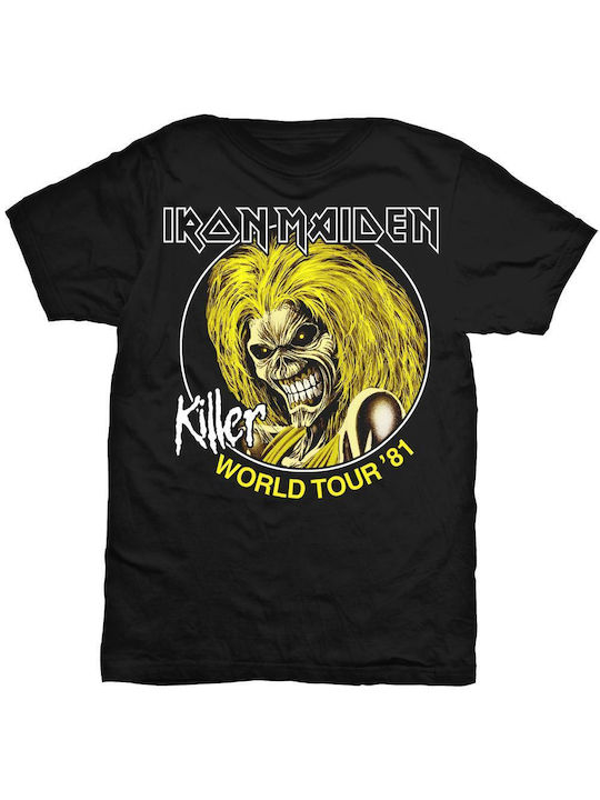 Killer World Tour 1981 T-shirt Eiserne Jungfrau Schwarz