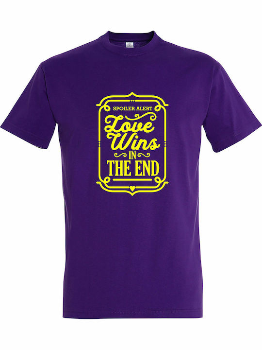 Love T-shirt Purple Cotton