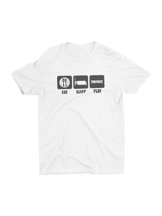 T-shirt Studio T-shirt Fortnite Eat Sleep Play σε Λευκό χρώμα