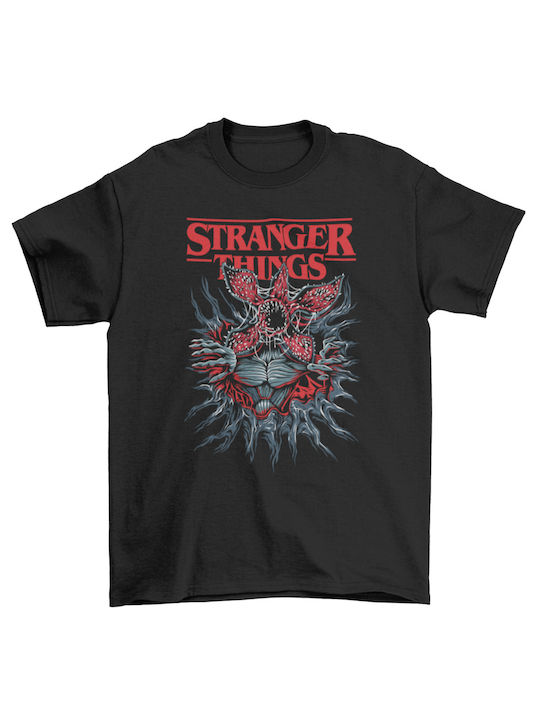 T-shirt Stranger Things Demogorgon σε Μαύρο χρώμα