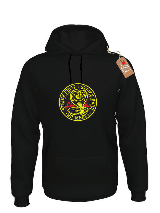 Rock Deal Cobra Kai Φούτερ με Κουκούλα Μαύρο Βαμβακερό