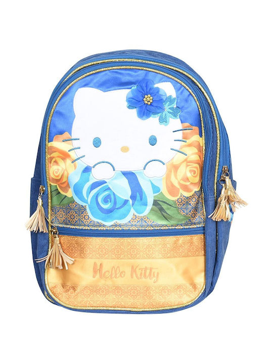 Hello Kitty Σχολική Τσάντα Πλάτης Δημοτικού Μπλε με Θήκη για Παγούρι 16lt