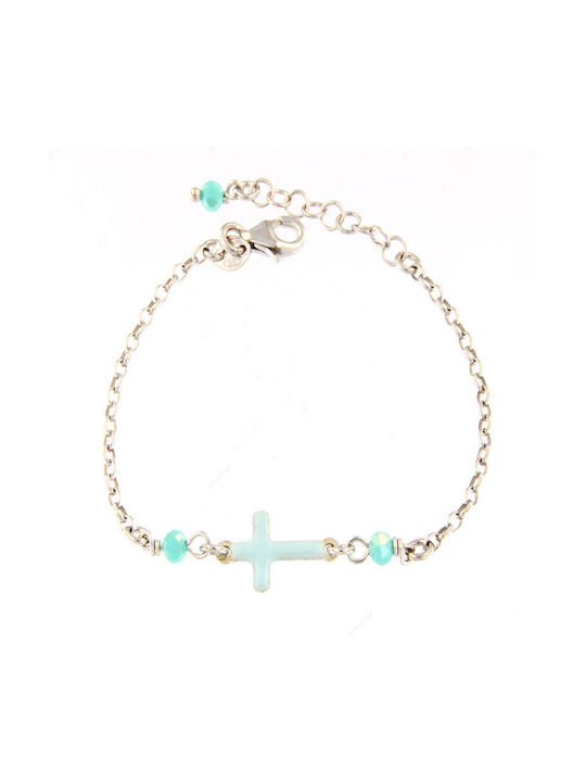 Ηώς Kids Silver Chain Bracelet with Cross for Girl