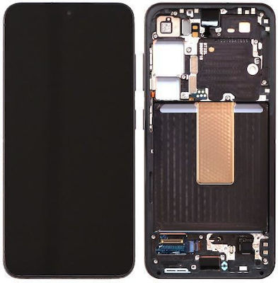 Samsung Mobile Phone Screen Replacement with Frame and Touch Mechanism for Galaxy S23 (Black)