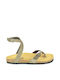 Plakton Leather Women's Flat Sandals Anatomic with Strap Bankog Kaki