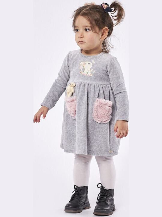 Evita Kinderkleid Samt Gray