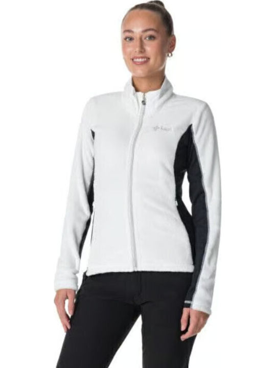 Skathi Fleece Γυναικεία Ζακέτα σε Λευκό Χρώμα