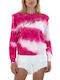 ZOE KARSSEN RACHEL PADDED SHOULDER TIE DYE SWEATER WOMEN ZOE KARSSEN WHITE-BLUE-FUCHSIA (ZK-W-21-F11-00000-501)