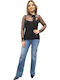 Women's Summer Blouse Long Sleeve Black