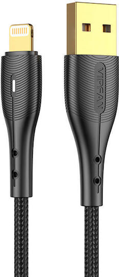 Vipfan X07 Împletit USB-A la Cablu Lightning Negru 1.2m