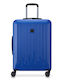 Delsey Christine Medium Hard Blue Suitcase Travel With 4 Wheels Height 65.5cm