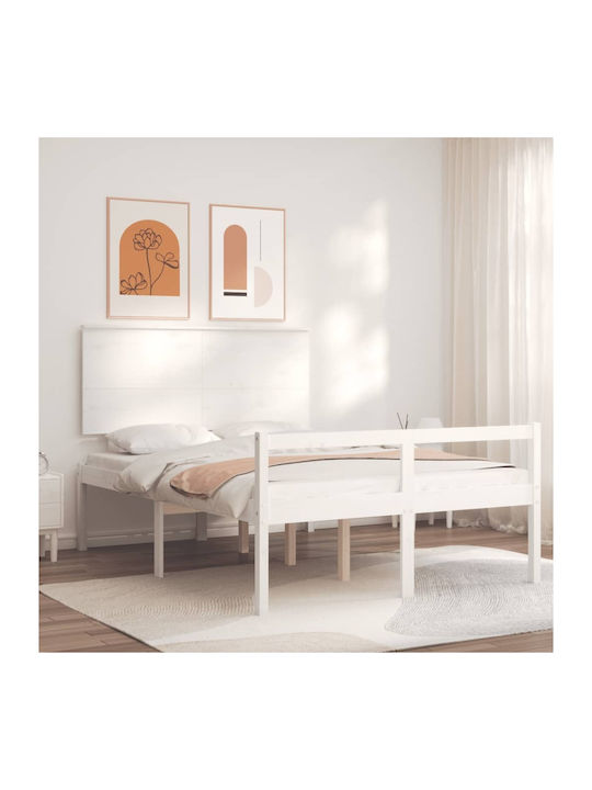 Κρεβάτι Ημίδιπλο από Μασίφ Ξύλο Λευκό για Στρώμα 120x200cm