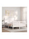 Semi Double Bed Solid Wood with Slats White 120x200cm