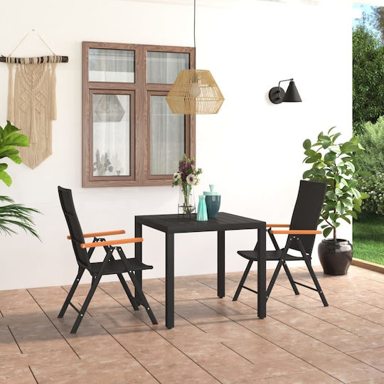 Garten- und Outdoor-Möbelsets für kleinen Raum 3 Stück Schwarz