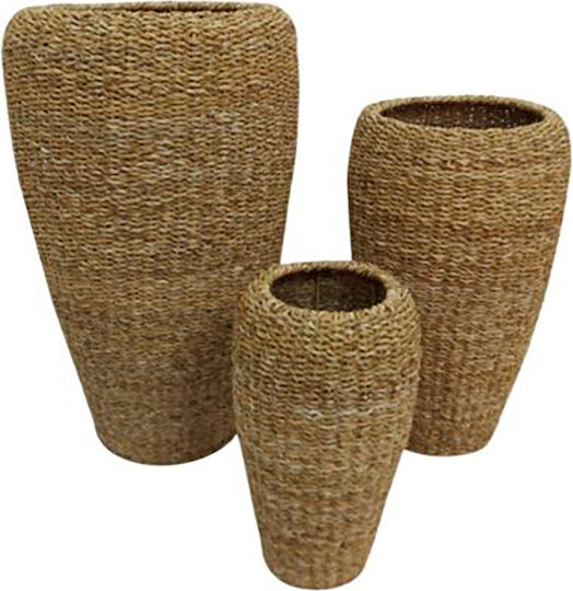 InTheBox Set Coșuri Decorative Din Paie Bej 43x43x70cm 3 Bucăți