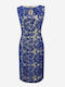 Vagias Summer Midi Dress for Wedding / Baptism with Lace Blue