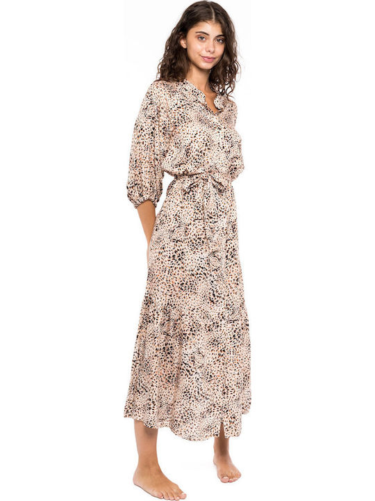 Pink Label Damen Maxi Kleid Strand Beige