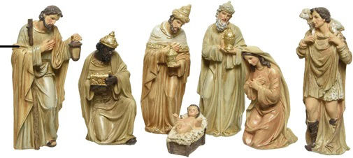 Kaemingk Weihnachtliche Kunststoff Figur Krippe Gold Länge 7.5cm