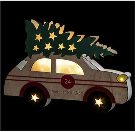 Beleuchtet Weihnachtliche Holz Figur Auto 34x34x24cm