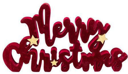 Ntampoudis Christmas Fabric Figure Inscription Red Length 32.5cm Merry Christmas
