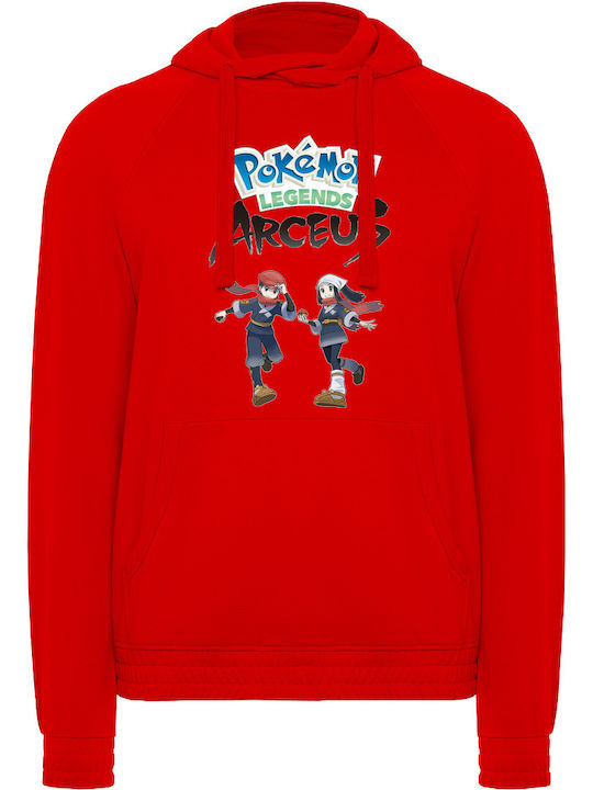 Tshirtakias Φούτερ με Κουκούλα Pokemon σε Κόκκινο χρώμα