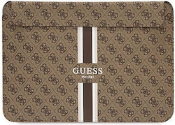 Guess PU 4G Printed Stripes Tasche Fall für Laptop 14" in Braun Farbe