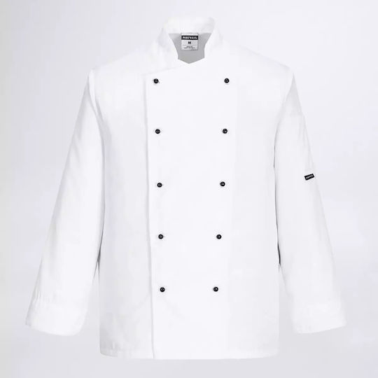 Portwest Chef Jacket Unisex White with Long Sleeve