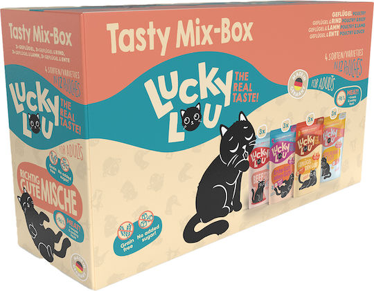 Lucky Lou LifeStage Tasty Mix Box Wet Food for Adult Cats in Pouches Grain-Free 12x125gr