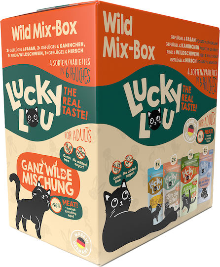 Lucky Lou LifeStage Adult Wild Mix Box Hrană Umedă pentru Pisici Adulte în Pliculeț fără Cereale 6x125gr