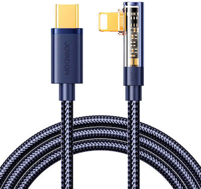 Joyroom S-CL020A6 Winkel (90°) / Geflochten USB-C zu Lightning Kabel 20W Blau 1.2m