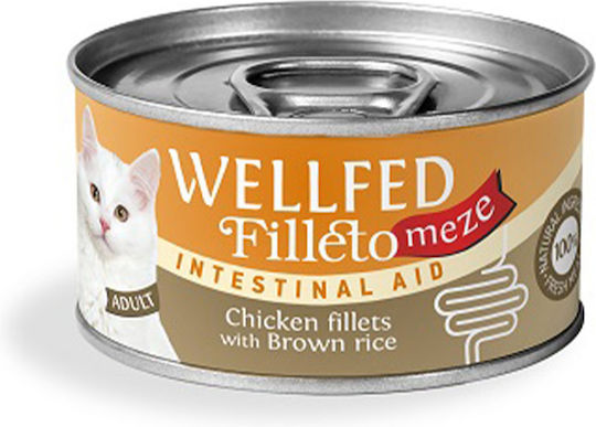 Wellfed Filleto Meze Intestinal Υγρή Τροφή για Ενήλικες Γάτες σε Κονσέρβα με Κοτόπουλο χωρίς Σιτηρά 70gr