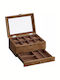 Songmics Wooden Jewellery Box with Drawer & Mirror Brown 27x12.5x12.5cm
