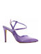 Spitze Zehe Pumps Satin mit Riemen Lila