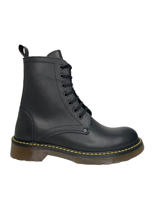 Leder Stiefeletten Damen Schwarz