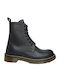 Leder Stiefeletten Damen Schwarz