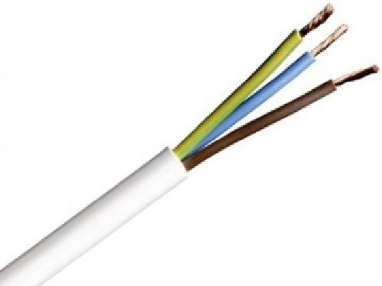 Nexans NYMHY Cablu De Alimentare Cu Diametru 3x1mm² În Culoare Albă Lungime 1m Flexibil