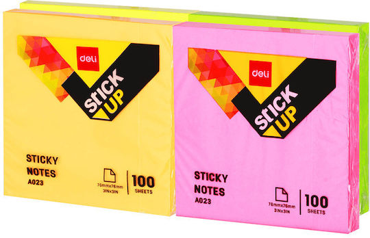 Deli Haftnotizen 100 Blätter 7.6x7.6Stück Neon