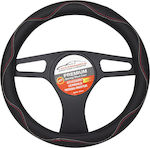 Car Steering Wheel Cover with Diameter 38-40cm Leatherette Black with Black Seam