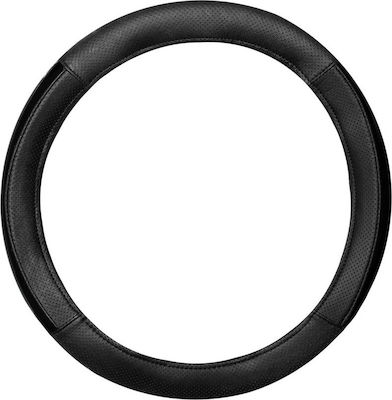 Fox Car Steering Wheel Cover with Diameter 38-40cm Leatherette Black with Black Seam