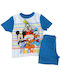 Disney Mickey Mouse Set Top & Bottom Kids Summer Cotton Pyjamas Blue