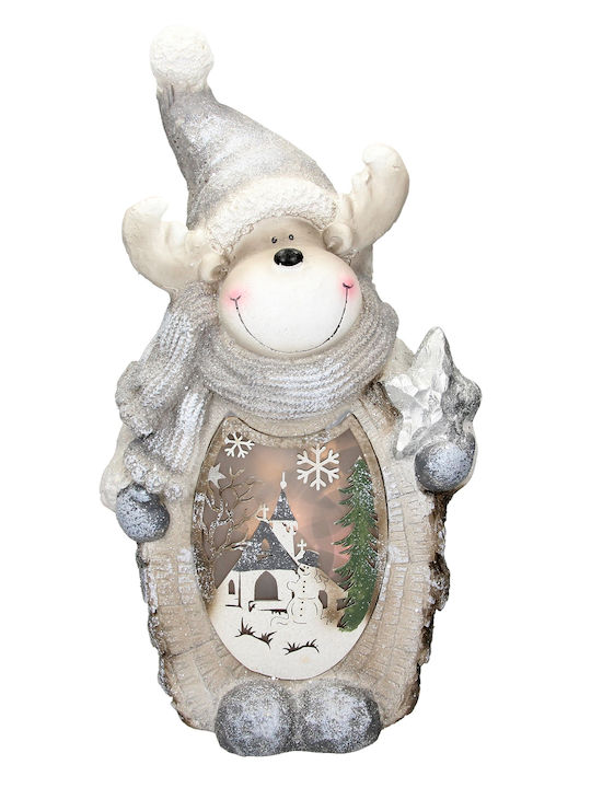 ECD Germany Illuminated Christmas Plastic Figure Reindeer White Height 51cm