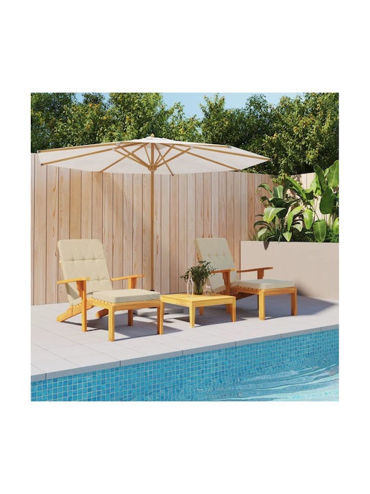 vidaXL Waterproof Sun Lounger Cushion Beige 2pcs 55x180cm.